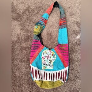 Colorful Skull Embroidered Women's Bag